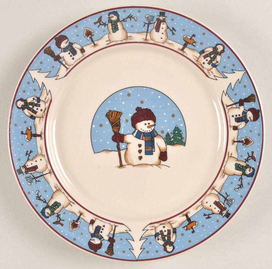 Snowmen Serenade II Salad Plate by Meiwa-1