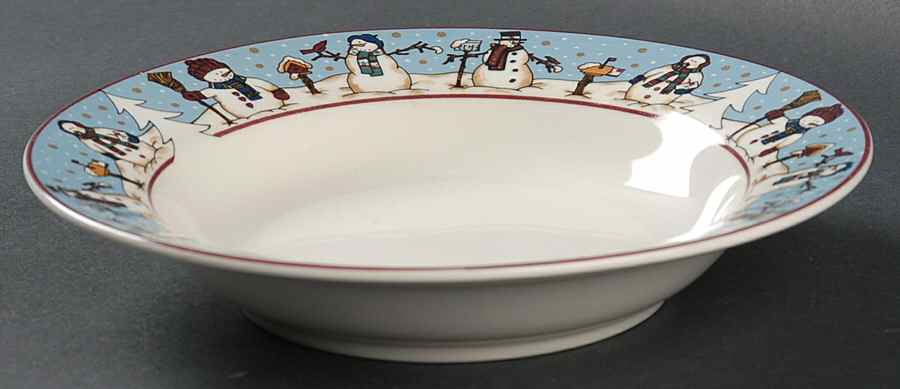 Snowmen Serenade II Rim Soup Bowl by Meiwa-1