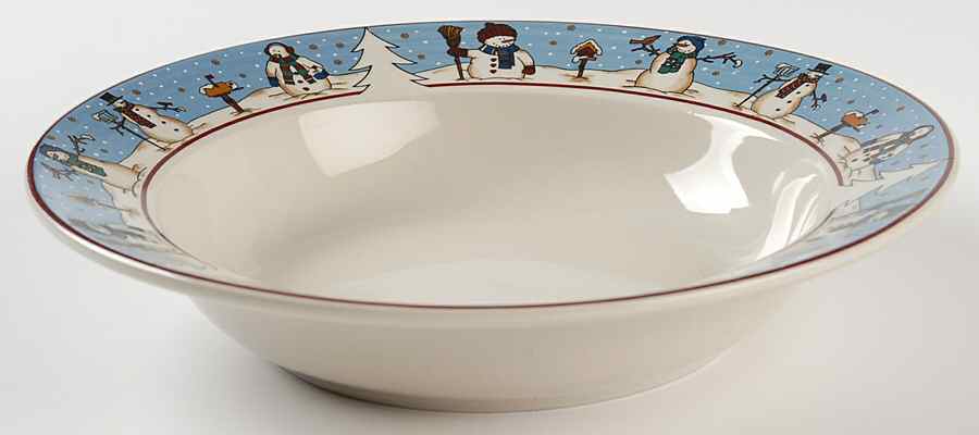 Snowmen Serenade II Rim Soup Bowl by Meiwa-1