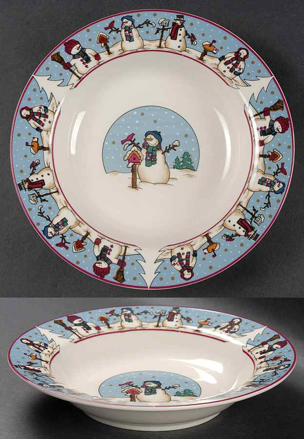 Snowmen Serenade II Rim Soup Bowl by Meiwa-1