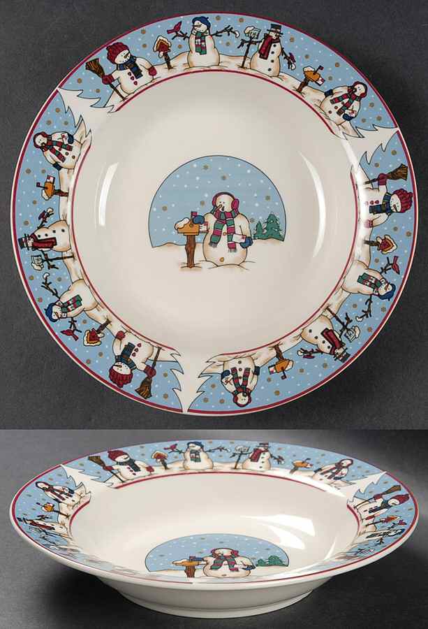 Snowmen Serenade II Rim Soup Bowl by Meiwa-1