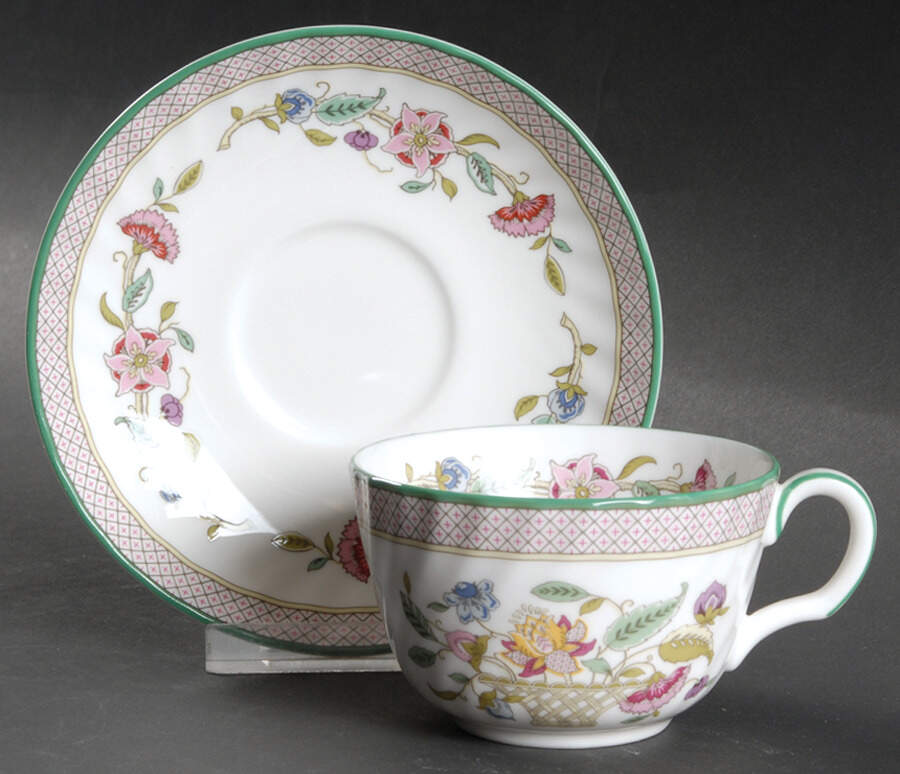 Haddon Hall Trellis Flat Cup & Saucer Set by Minton-1