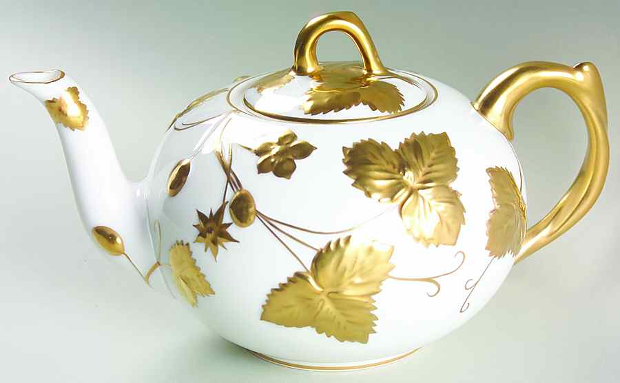 Victoria Strawberry Gold Teapot & Lid by Minton-1