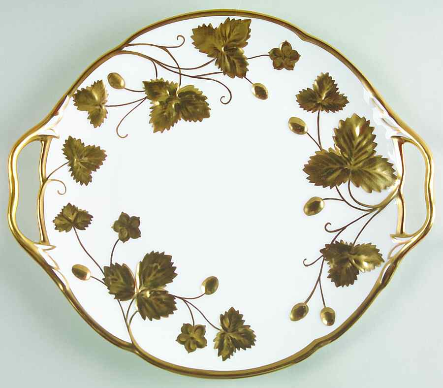 Victoria Strawberry Gold Handled Cake Plate by Minton-1