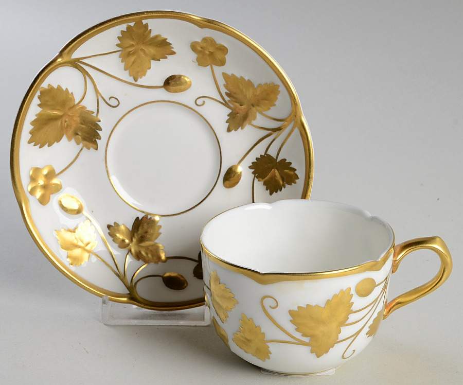 Victoria Strawberry Gold Flat Cup & Saucer Set by Minton-1