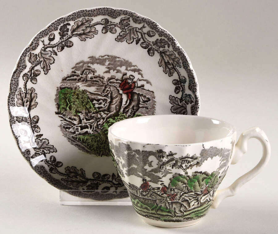 Country Life Brown Multicolor Flat Cup & Saucer Set by Myott Staffordshire-1