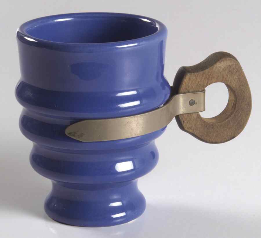 200 Delphinium Blue (Rim, Glossy) 5 Oz Wood Handled Mug by Metlox - Poppytrail - Vernon-1