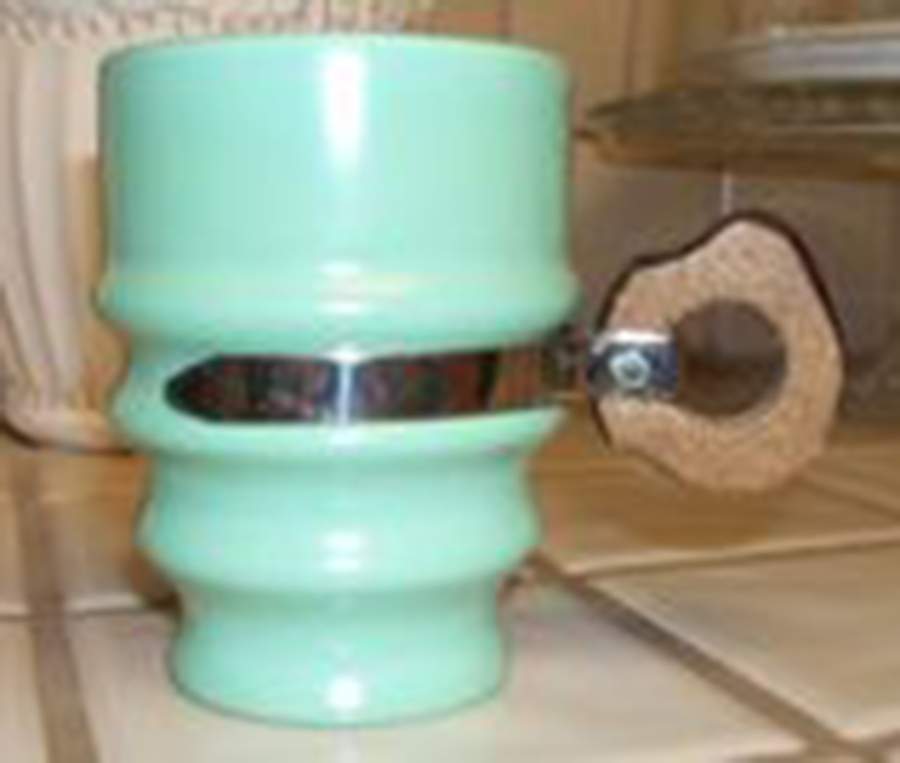 200 Satin Turquoise (Rim) 5 Oz Wood Handled Mug by Metlox - Poppytrail - Vernon-1