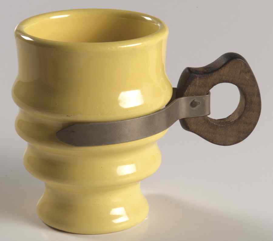 200 Canary Yellow (Glossy, Rim) 5 Oz Wood Handled Mug by Metlox - Poppytrail - Vernon-1