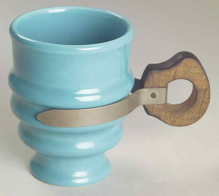 200 Turquoise (Glossy, Rim) 5 Oz Wood Handled Mug by Metlox - Poppytrail - Vernon-1