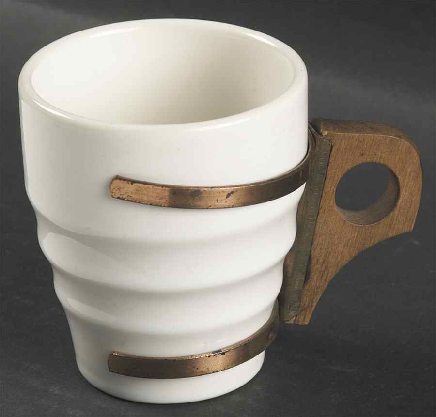 200 Cream (Glossy, Rim) 10 Oz China Tumbler with Wood Handle by Metlox - Poppytrail - Vernon-1