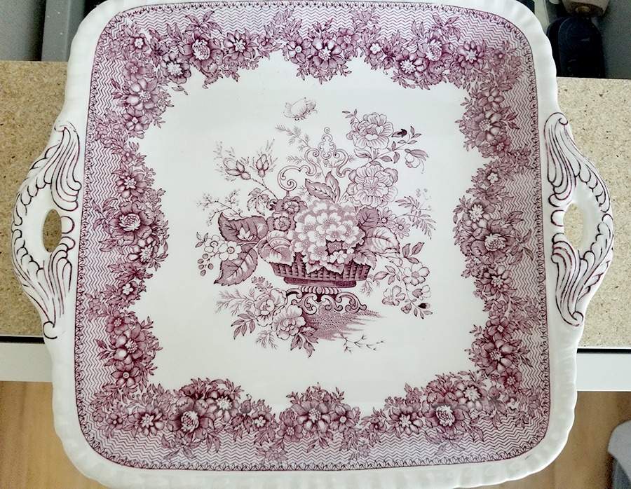 Ascot Mulberry Square Handled Cake Plate by Mason's-1