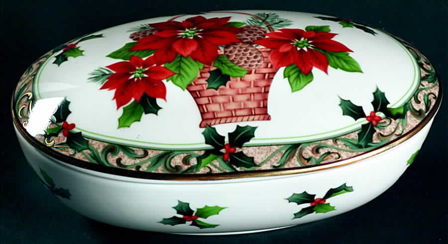 Poinsettia Large Oval Box & Lid by Mikasa-1