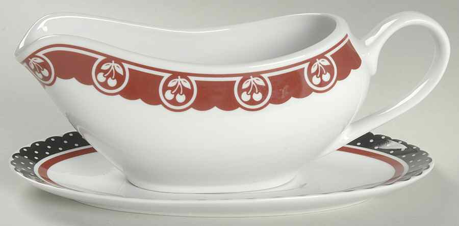 Cherry Cameo Gravy Boat & Underplate by Mary Engelbreit-1