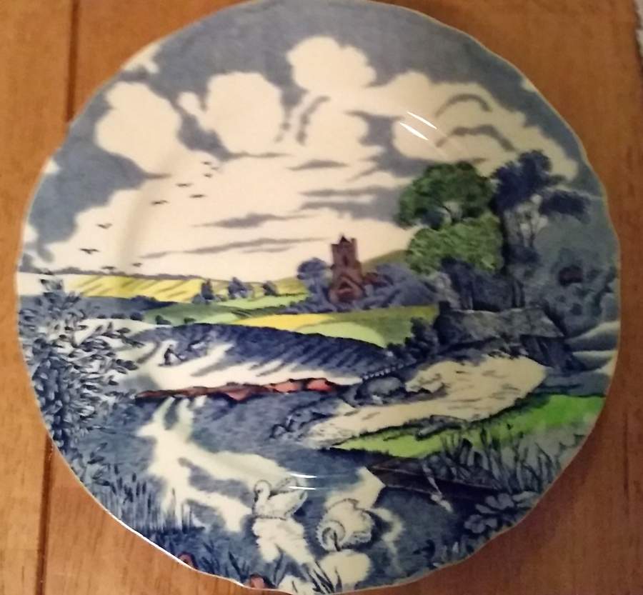 Pastoral Blue Multicolor Salad Plate by Alfred Meakin-1