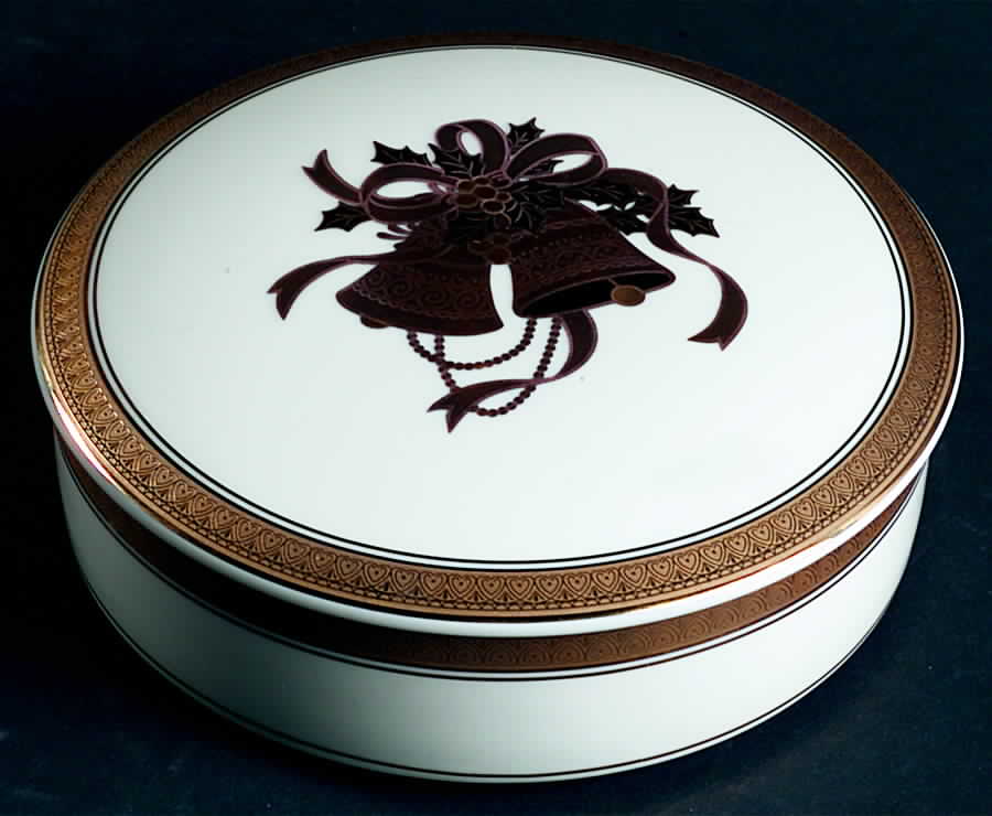 Happy Bells (Gold) 5" Round Box & Lid by Mikasa-1