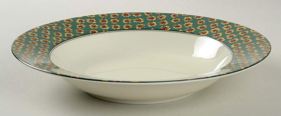 Fleurette Green Rim Soup Bowl by Mikasa-1