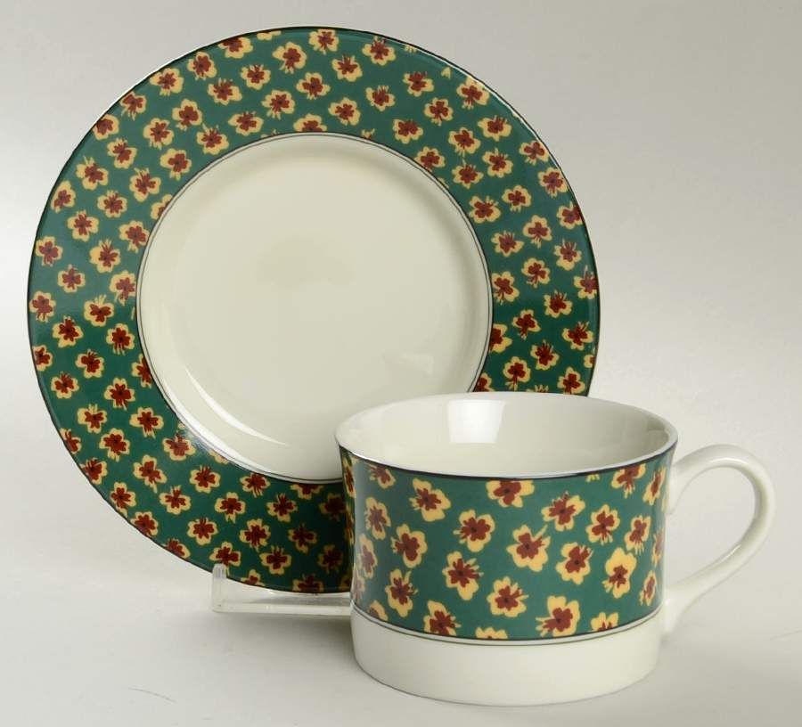 Fleurette Green Flat Cup & Saucer Set by Mikasa-1