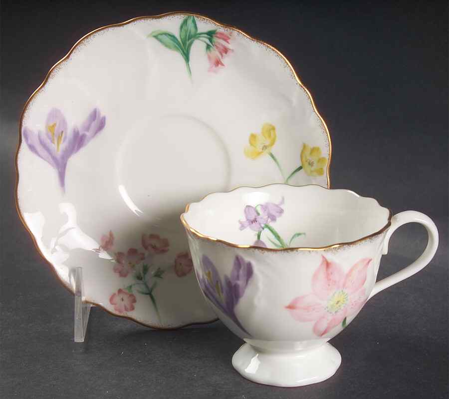 French Garden Footed Cup & Saucer Set by Mikasa-1