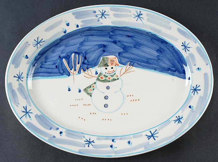 Snowman 14" Oval Serving Platter by Montgomery Ward-1