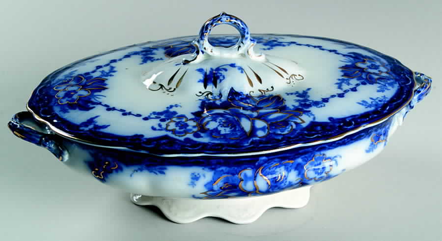 Ovando (Gold Trim) Oval Covered Vegetable by Alfred Meakin-1