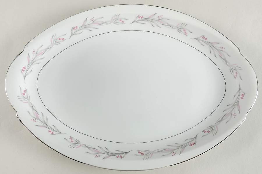 Contessa (Platinum) 16" Oval Serving Platter by Meito-1