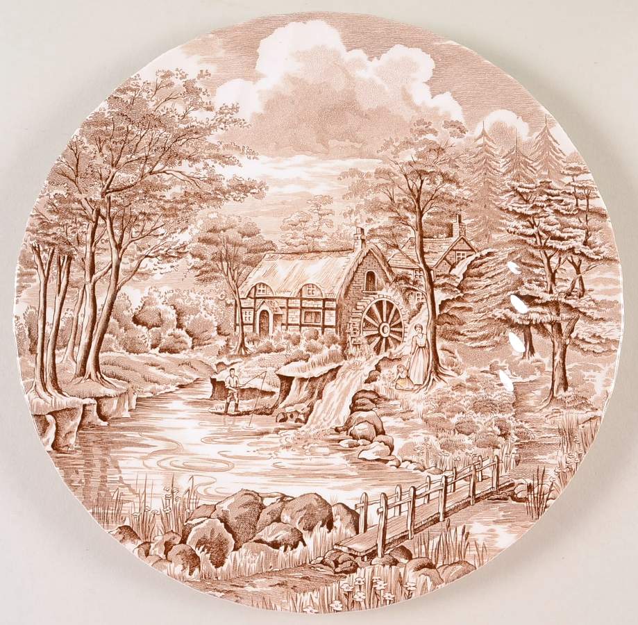 The Mill Brown Dinner Plate by Alfred Meakin-1