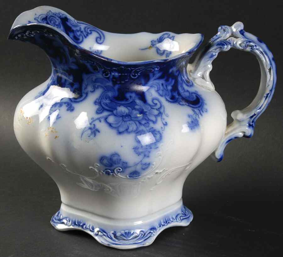 Ormonde Flow Blue (Scalloped and Embossed) 42 Oz Pitcher by Alfred Meakin-1