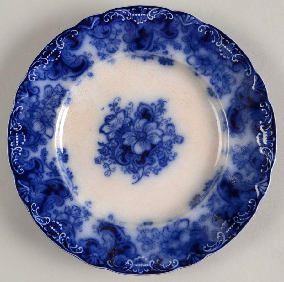 Ormonde Flow Blue (Scalloped and Embossed) Luncheon Plate by Alfred Meakin-1