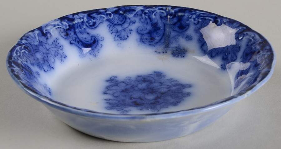 Ormonde Flow Blue (Scalloped and Embossed) Small Fruit/Dessert (Sauce) Bowl by Alfred Meakin-1