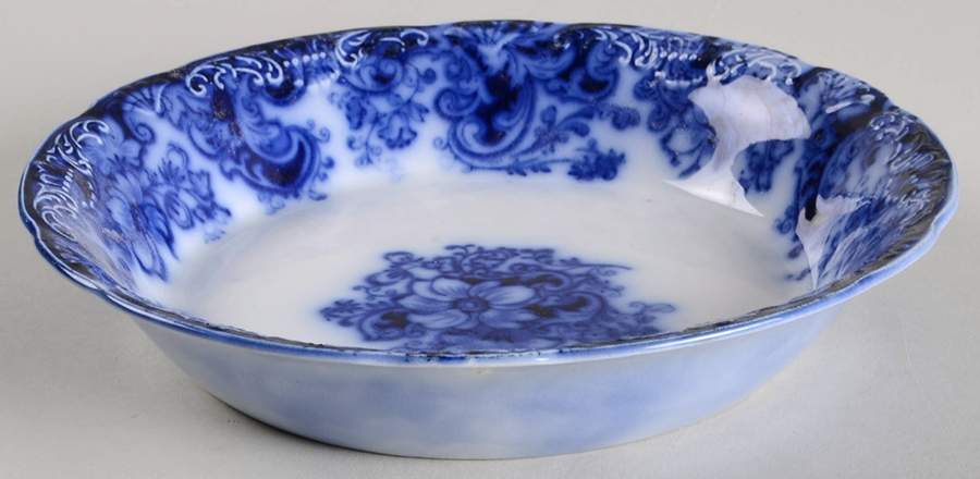 Ormonde Flow Blue (Scalloped and Embossed) Coupe Cereal Bowl by Alfred Meakin-1