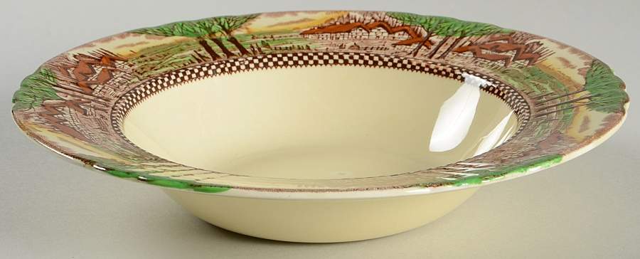 England's Countryside (Smooth, Gold Trim) Rim Soup Bowl by Myott Staffordshire-1