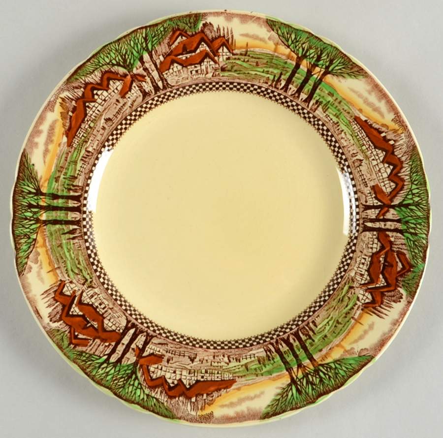 England's Countryside (Smooth, Gold Trim) Luncheon Plate by Myott Staffordshire-1