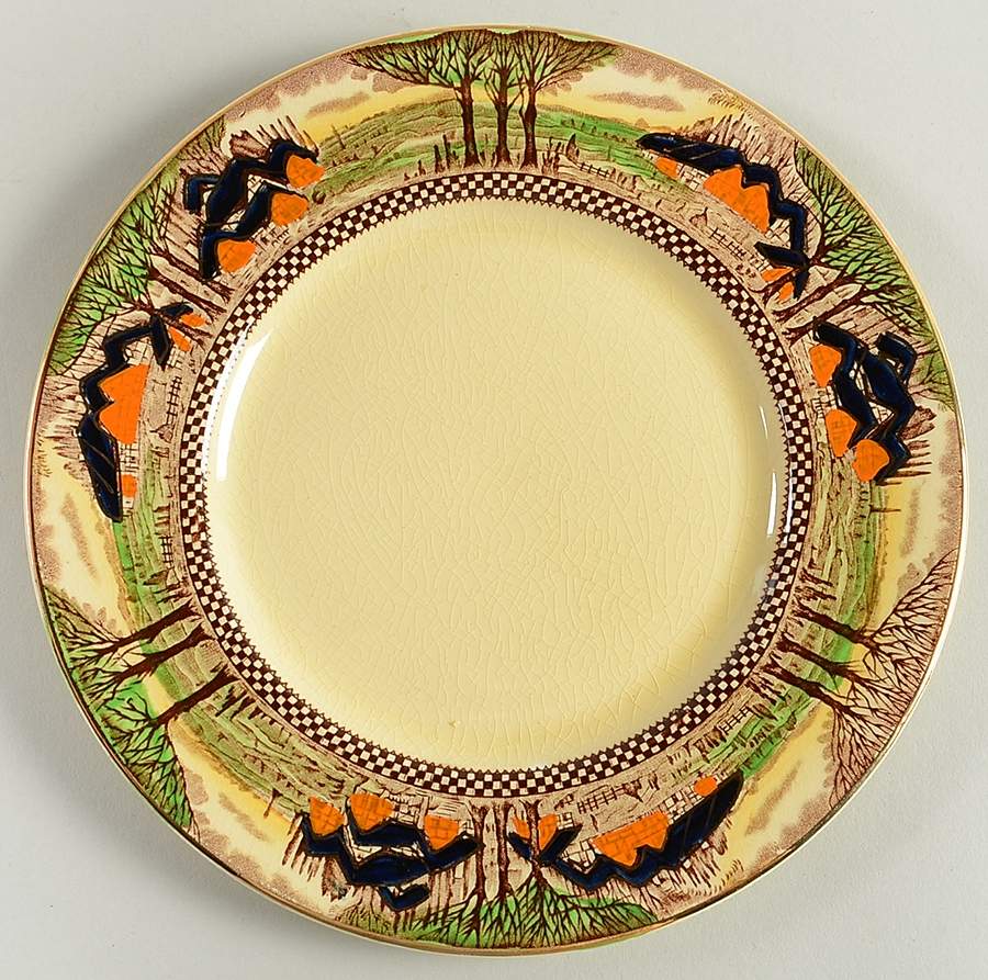 England's Countryside (Smooth, Gold Trim) Salad Plate by Myott Staffordshire-1