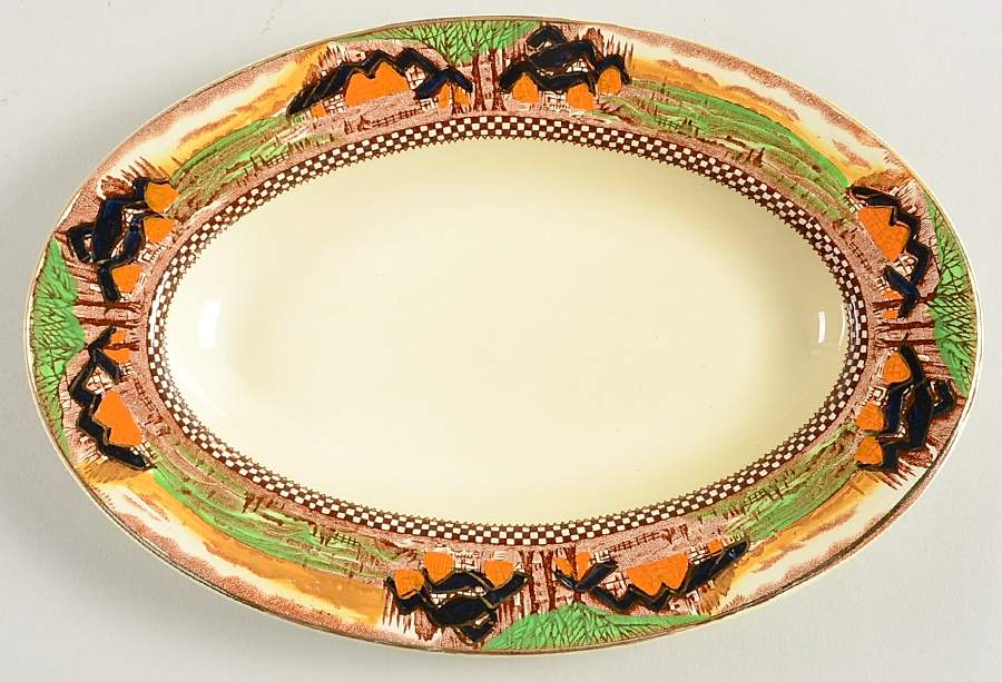 England's Countryside (Smooth, Gold Trim) Relish by Myott Staffordshire-1