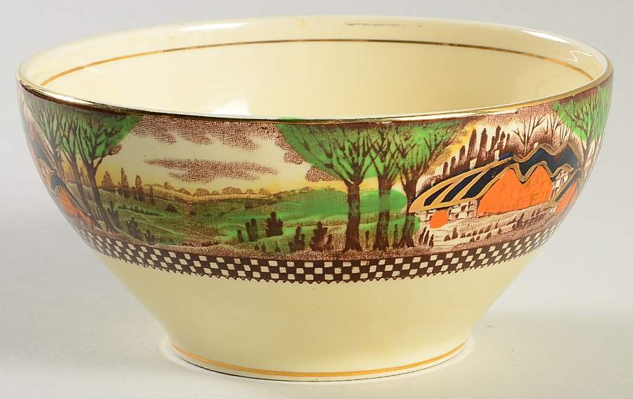 England's Countryside (Smooth, Gold Trim) Cranberry Bowl by Myott Staffordshire-1