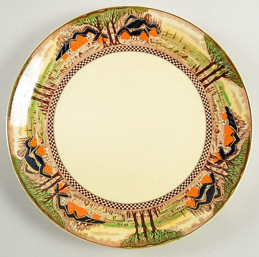 England's Countryside (Smooth, Gold Trim) Cake Plate by Myott Staffordshire-1
