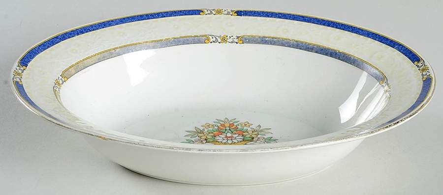 MEA133 (Cream and White) 9" Oval Vegetable Bowl by Alfred Meakin-1