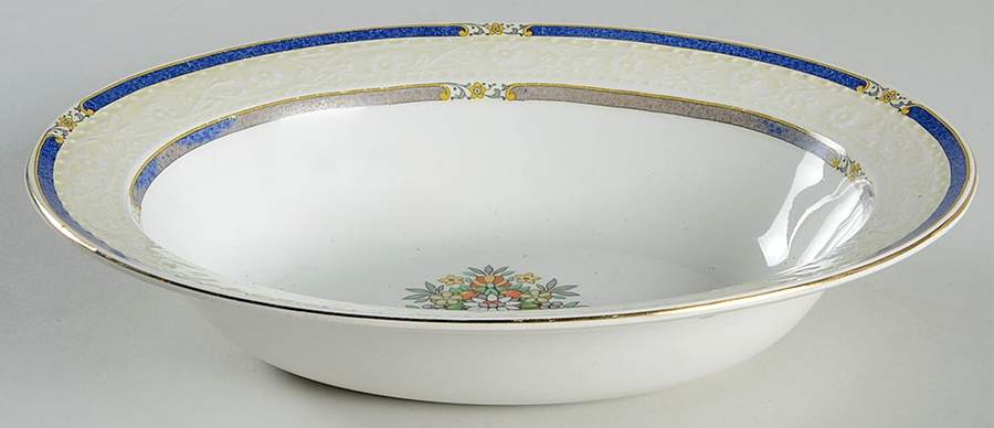 MEA133 (Cream and White) 10" Oval Vegetable Bowl by Alfred Meakin-1