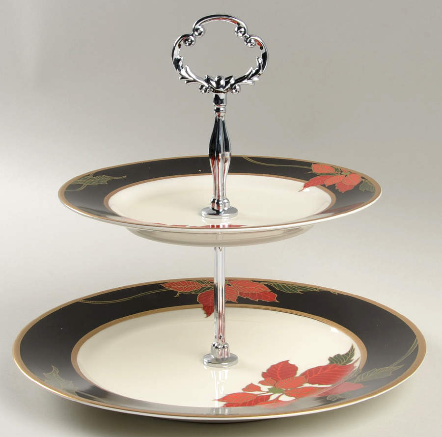 Christmas Eve 2 Tiered Serving Tray (Dinner & Salad Plate) by Mikasa-1