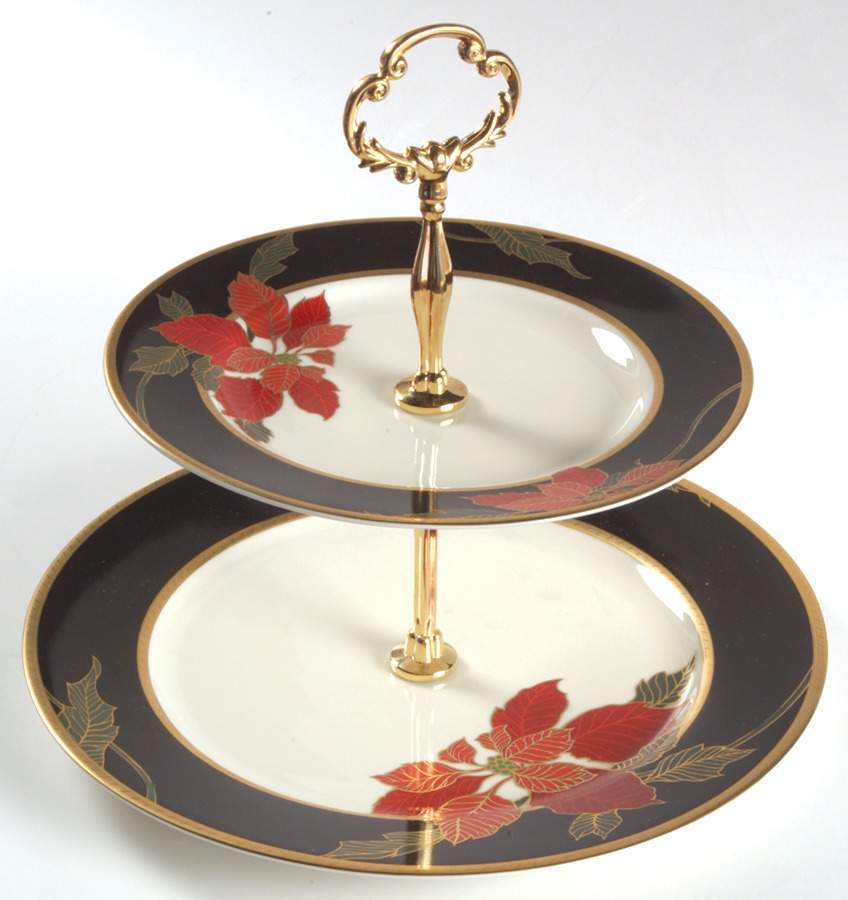 Christmas Eve 2 Tiered Serving Tray (Dinner & Salad Plate) by Mikasa-1