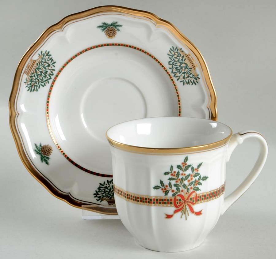 Christmas Garden Flat Cup & Saucer Set by Mikasa-1
