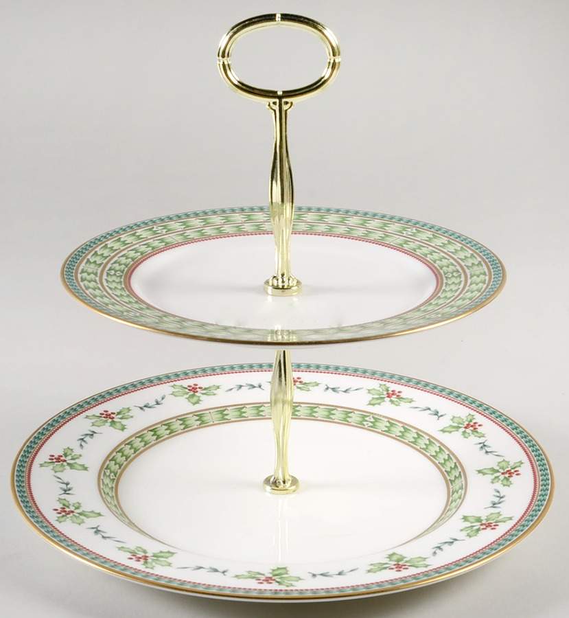 Holiday Celebration 2 Tiered Serving Tray (Dinner & Salad Plate) by Mikasa-1