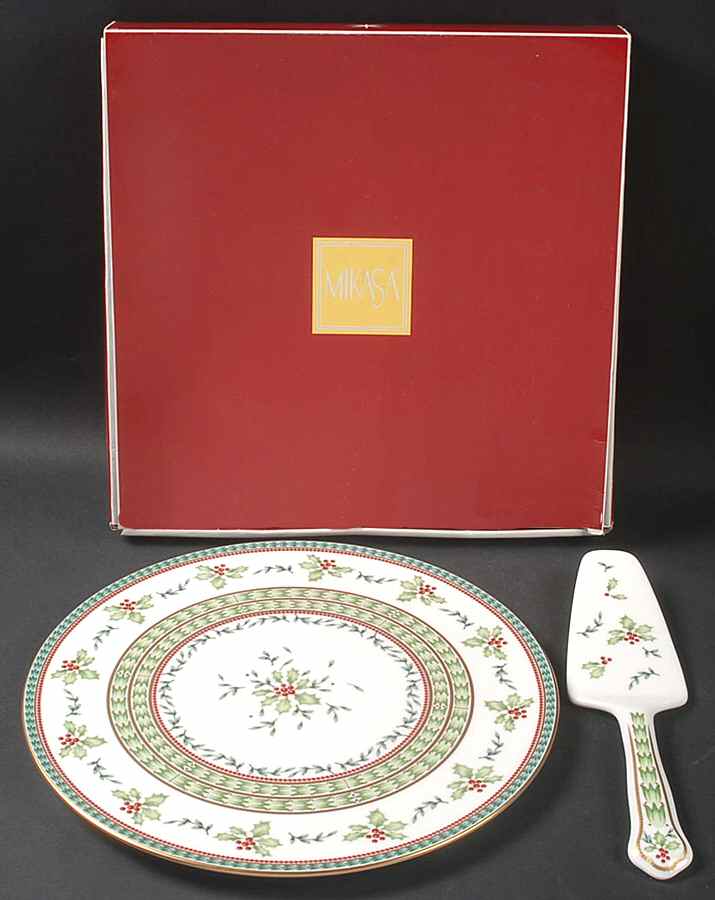 Holiday Celebration Cake Plate & Solid Ceramic Server Set (Boxed) by Mikasa-1
