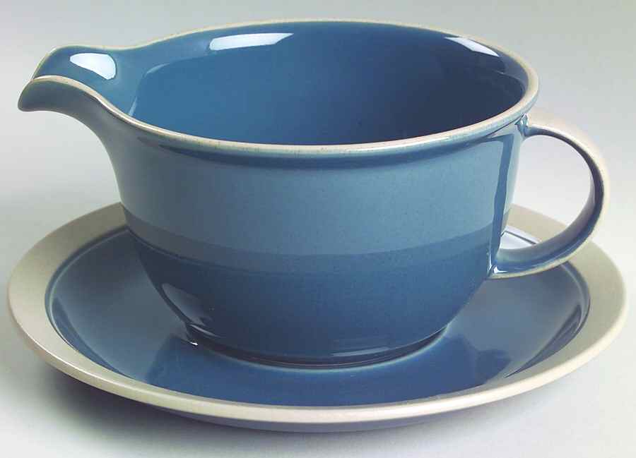 Stone Craft Blue Gravy Boat & Underplate by Mikasa-1