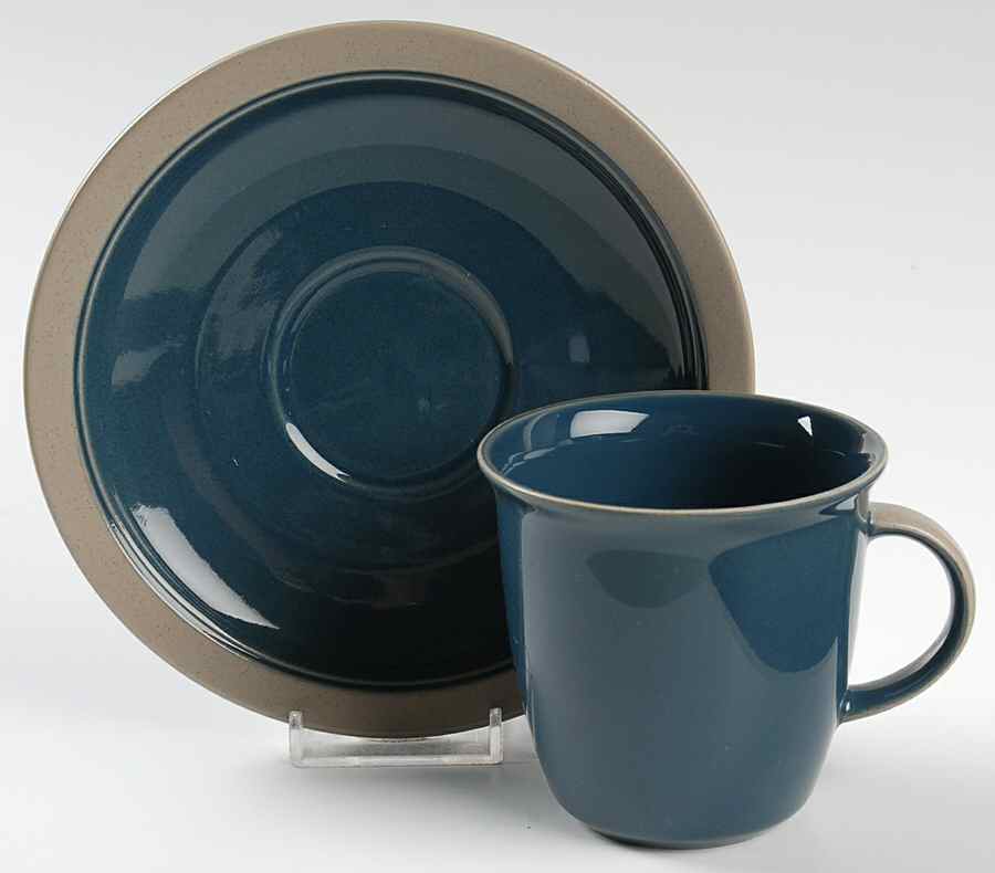 Stone Craft Blue Flat Cup & Saucer Set by Mikasa-1