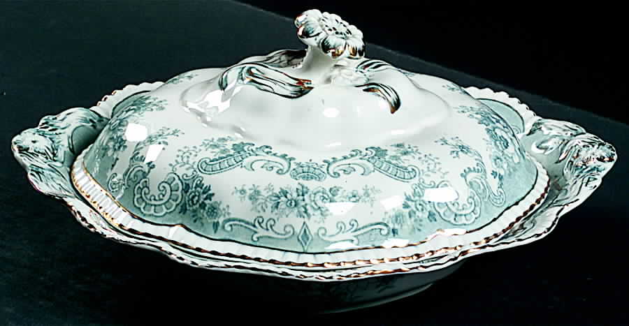 Bombay Blue Green (Scalloped) Oval Covered Vegetable by John Maddock & Sons-1