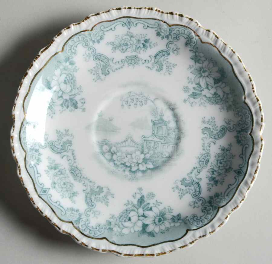 Bombay Blue Green (Scalloped) Saucer by John Maddock & Sons-1