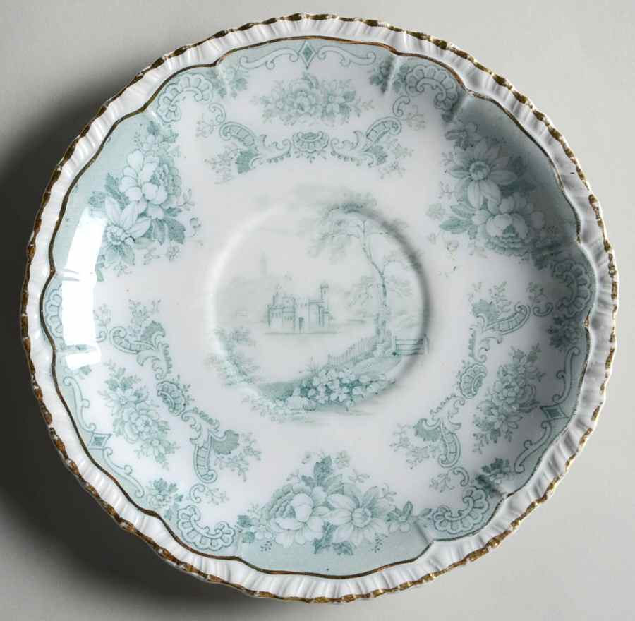 Bombay Blue Green (Scalloped) Saucer for Oversized Cup by John Maddock & Sons-1