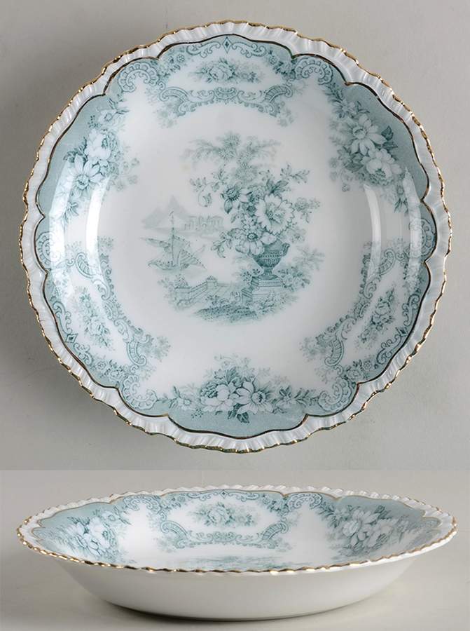 Bombay Blue Green (Scalloped) Coupe Soup Bowl by John Maddock & Sons-1